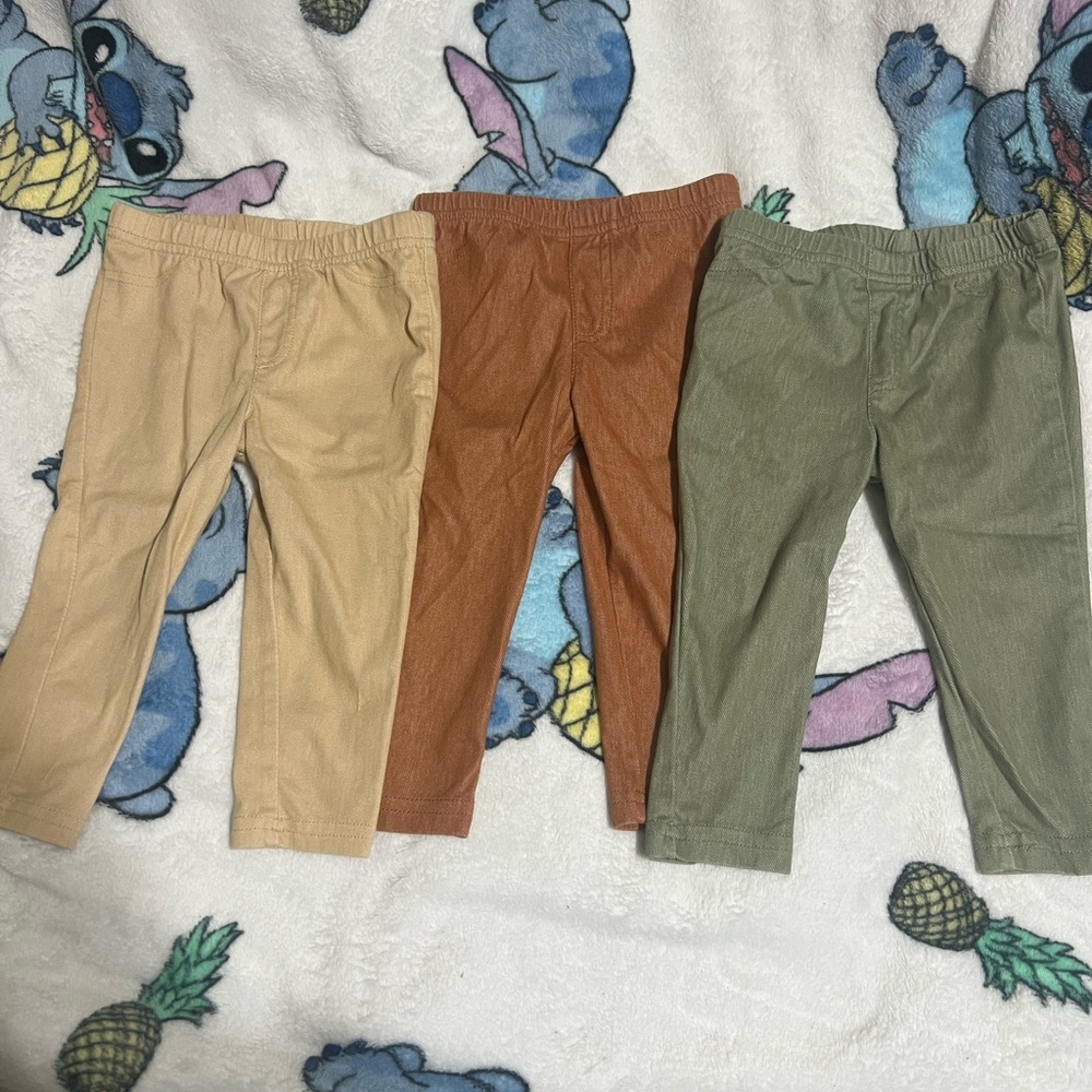 Kids' Tan, Brown, and Green Bottoms Set (3) 9 month